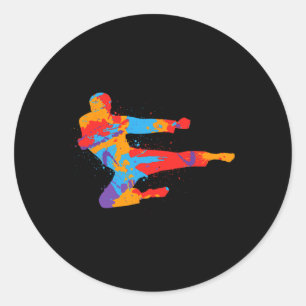 Taekwondo Colourful Martial Arts Men Kids Boys Kar Classic Round Sticker