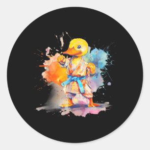 Taekwondo Duck Judo Duck Mma Watercolor Martial Classic Round Sticker