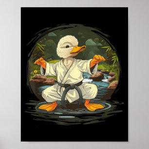 Taekwondo Duck Martial Arts Karate Duck Floral Poster