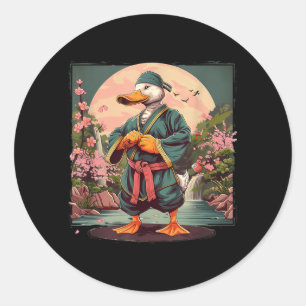 Taekwondo Duck Sakura Sunset Mma Mount Fuji Classic Round Sticker