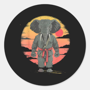 Taekwondo Elephant Kickboxing Animall Jiu-Jitsu Classic Round Sticker