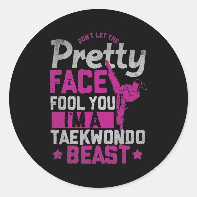 Taekwondo for Kids Girls Self Defense Men Women Classic Round Sticker (Front)