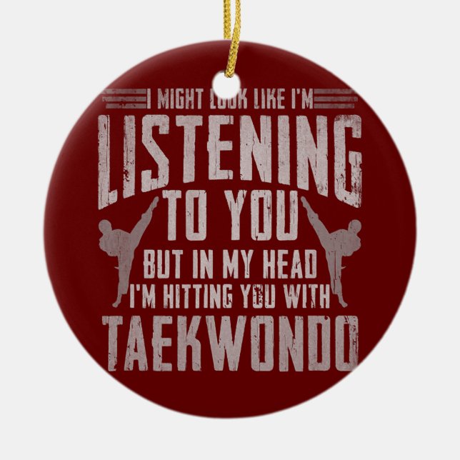 Taekwondo Gifts For Boys Girls Adults TKD  Ceramic Tree Decoration (Front)