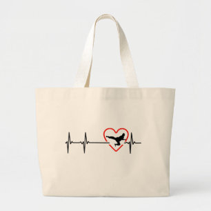 taekwondo heartbeat design large tote bag