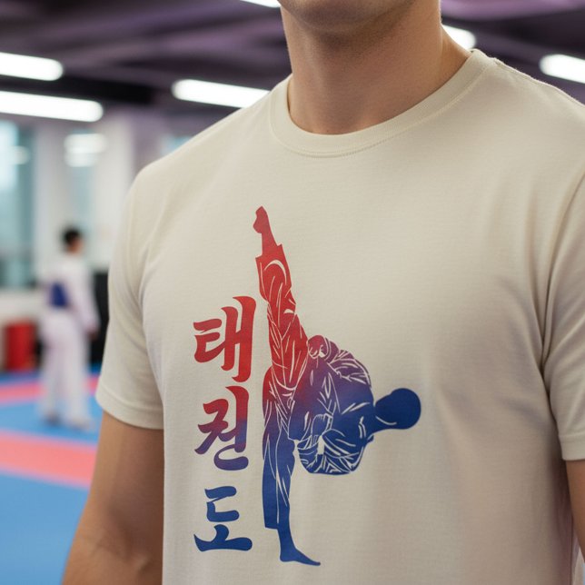 Taekwondo High Kick with Korean Flag colours T-Shirt (Creator Uploaded)