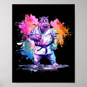 Taekwondo Hippo Kickboxing Animall Jiu-Jitsu Kung Poster