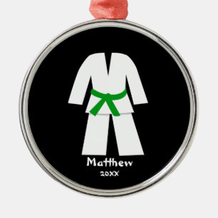 Taekwondo Karate Green Belt Personalised Metal Tree Decoration