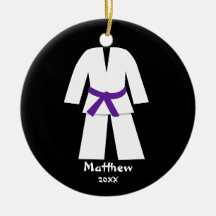 Taekwondo Karate Purple Belt Personalised Ceramic Tree Decoration