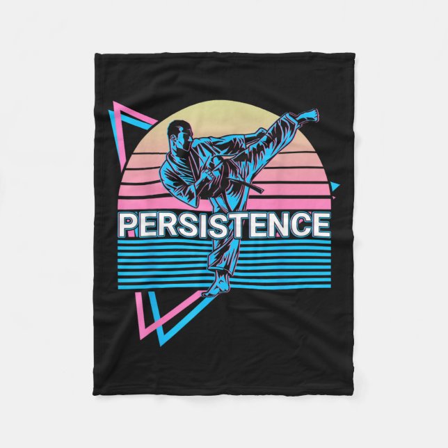 Taekwondo Karate Retro Persistence Fleece Blanket (Front)
