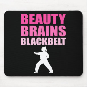 Taekwondo Karate Women Beauty Brains Black Belt Mouse Pad