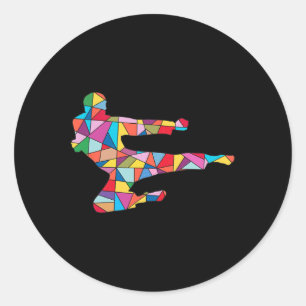 Taekwondo Kick Martial Arts Boy Men Kids Karate Classic Round Sticker
