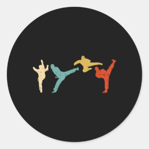 Taekwondo Kicks Retro Korean Martial Arts Men Classic Round Sticker