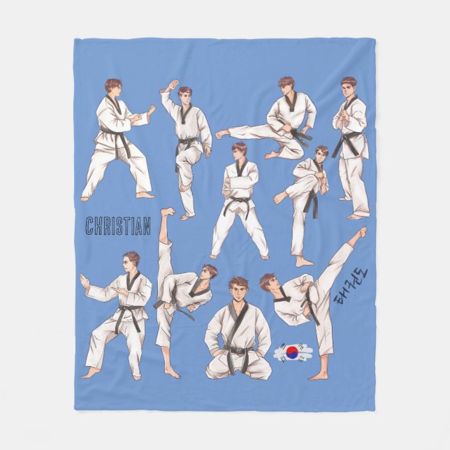 Taekwondo Korean Martial Arts  Fleece Blanket (Front)