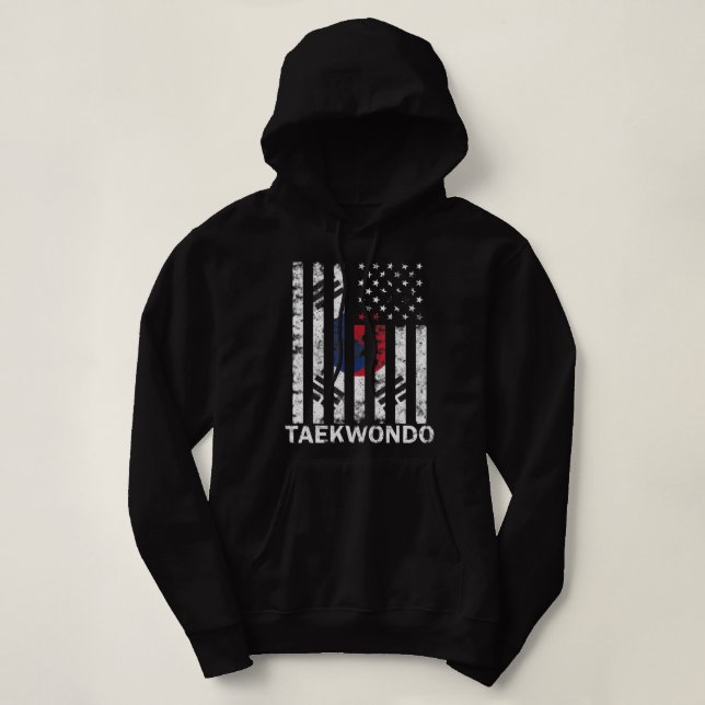 Taekwondo Korean Martial Arts Training Korean Flag Hoodie (Design Front)