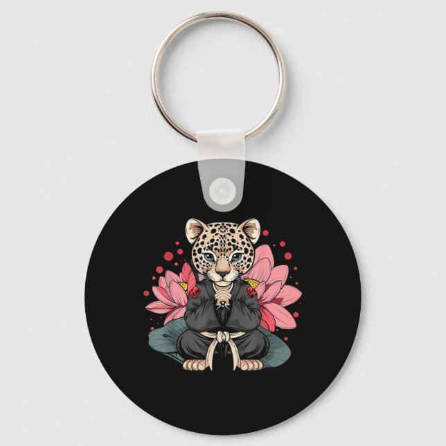 Taekwondo Leopard Kickboxing Animall Jiu-Jitsu Key Ring (Front)