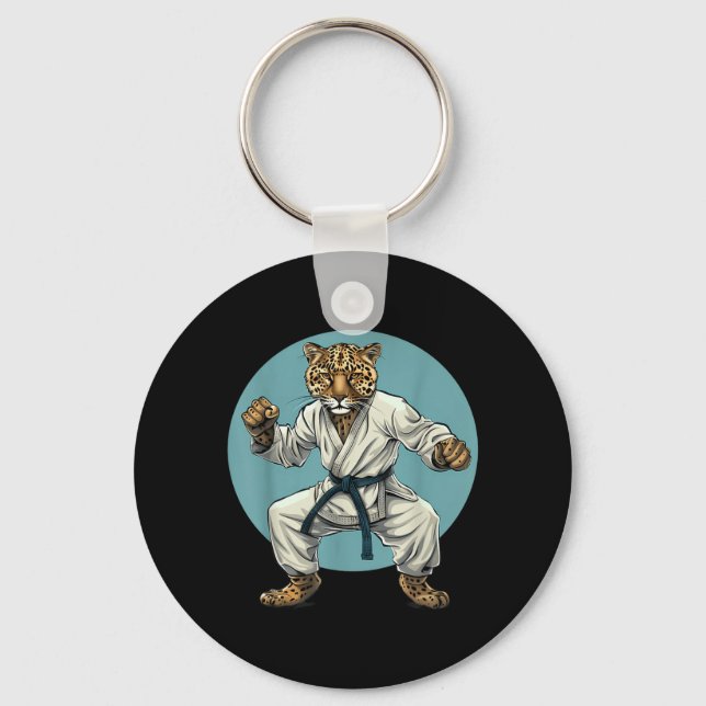 Taekwondo Leopard Kickboxing Animall Jiu-Jitsu Key Ring (Front)