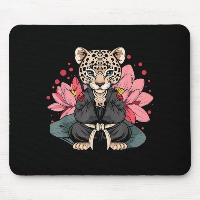 Taekwondo Leopard Kickboxing Animall Jiu-Jitsu Mouse Pad (Front)