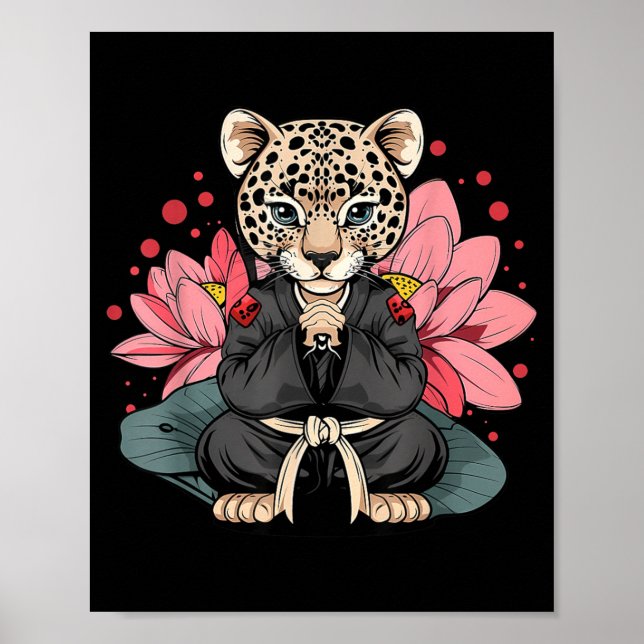 Taekwondo Leopard Kickboxing Animall Jiu-Jitsu Poster (Front)