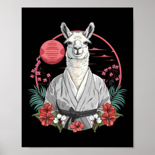 Taekwondo Llama Kickboxing Taekwondo Floral Llama Poster