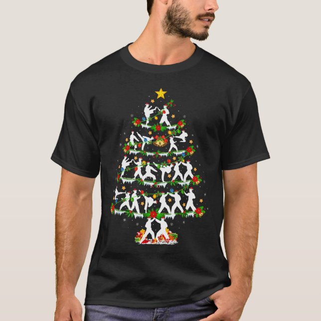 Taekwondo Lover Xmas Lighting Taekwondo Christmas  T-Shirt (Front)