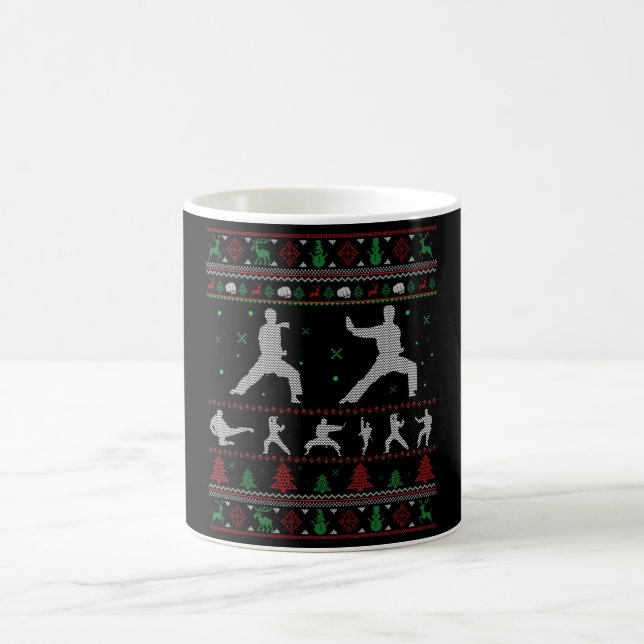 Taekwondo Merry Christmas Gift Ugly Christmas Coffee Mug (Center)