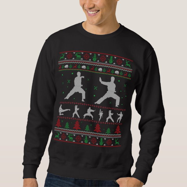 Taekwondo Merry Christmas Gift Ugly Christmas Sweatshirt (Front)