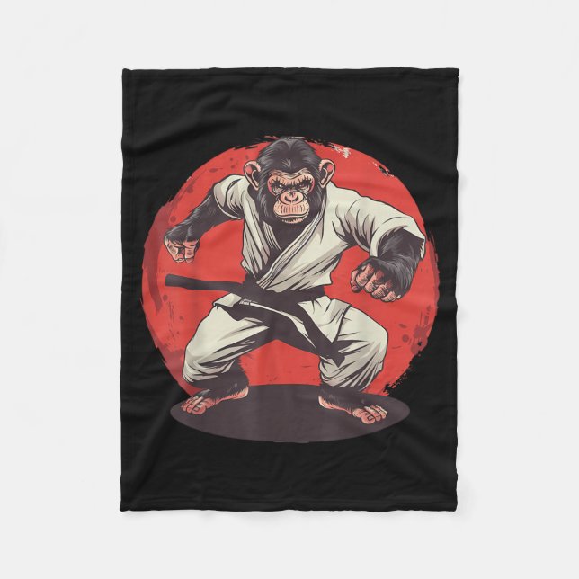 Taekwondo Monkey Kickboxing Judo Monkey Lover Fleece Blanket (Front)