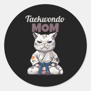 Taekwondo Mum Cat Karate Judo Classic Round Sticker