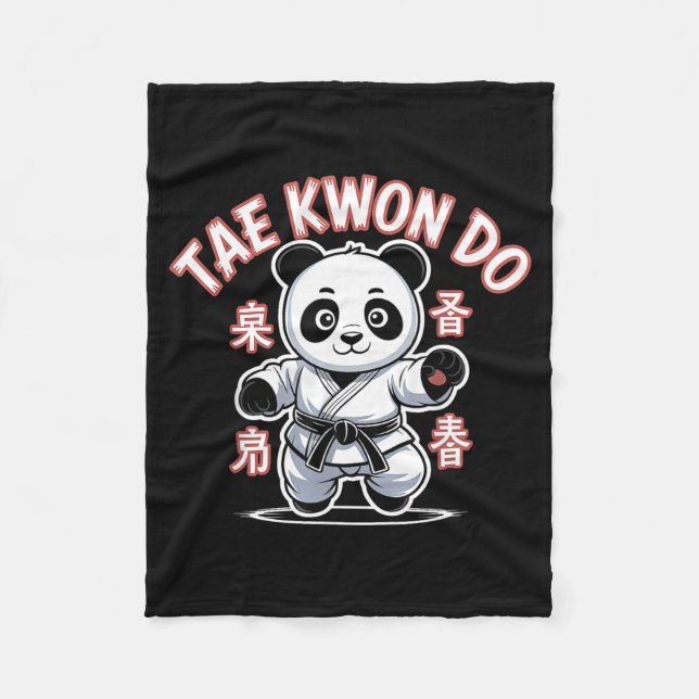 Taekwondo Panda Funny Korean Tkd Fleece Blanket (Front)