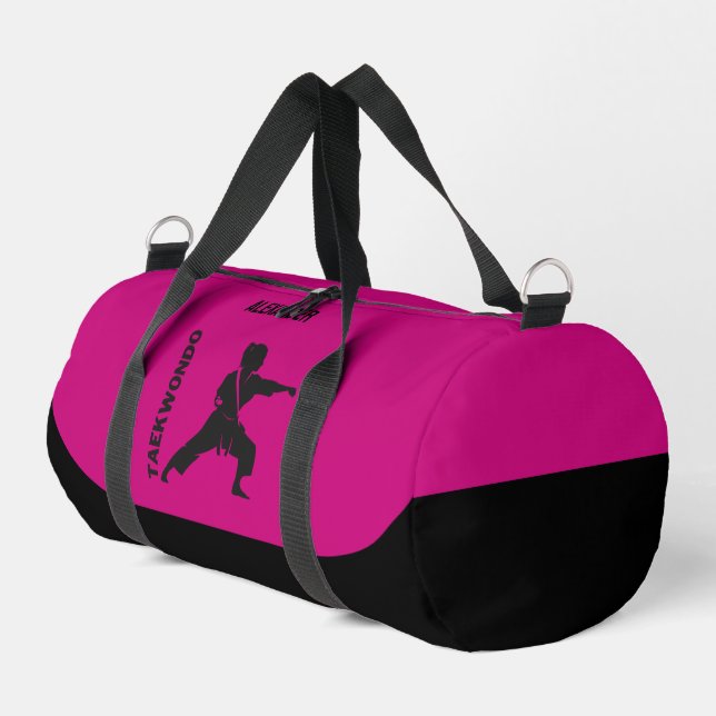 Taekwondo Player, Birthday Gift, Team Karate Duffle Bag (Left Corner)