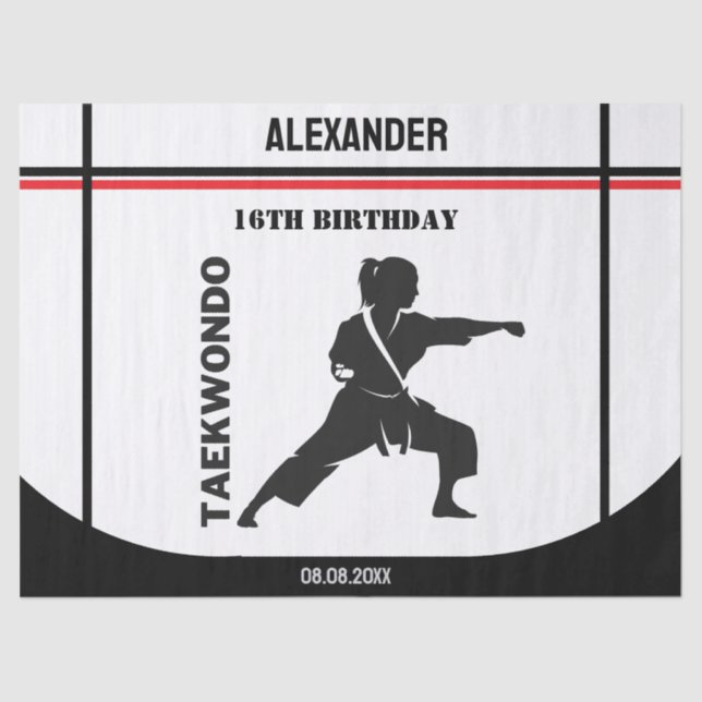 Taekwondo Player, Birthday Gift, Team Karate  Tissue Paper (Front)