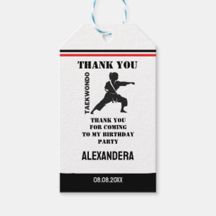 Taekwondo Player, Birthday Girl, Team Karate Gift Tags