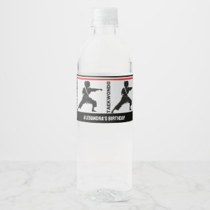 Taekwondo Player, Birthday Girl, Team Karate Water Bottle Label