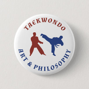 Taekwondo Red and Blue Stamp 6 Cm Round Badge