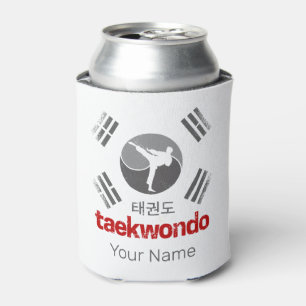Taekwondo Retro Korea Flag Martial Arts Vintage Can Cooler
