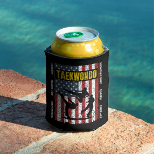 Taekwondo Self Contro American Martial Arts Flag Can Cooler