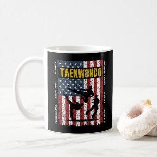 Taekwondo Self Contro American Martial Arts Flag Coffee Mug