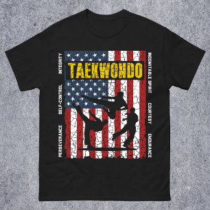 Taekwondo Self Contro American Martial Arts Flag T-Shirt