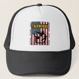 Taekwondo Self Contro American Martial Arts Flag Trucker Hat