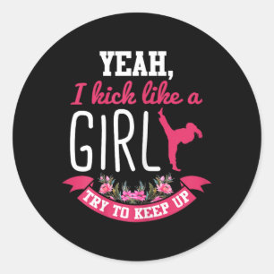Taekwondo Shirt Funny Girls Taekwondo Lover Classic Round Sticker