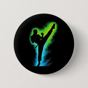Taekwondo Silhouette - Korean Martial Arts Sport 6 Cm Round Badge