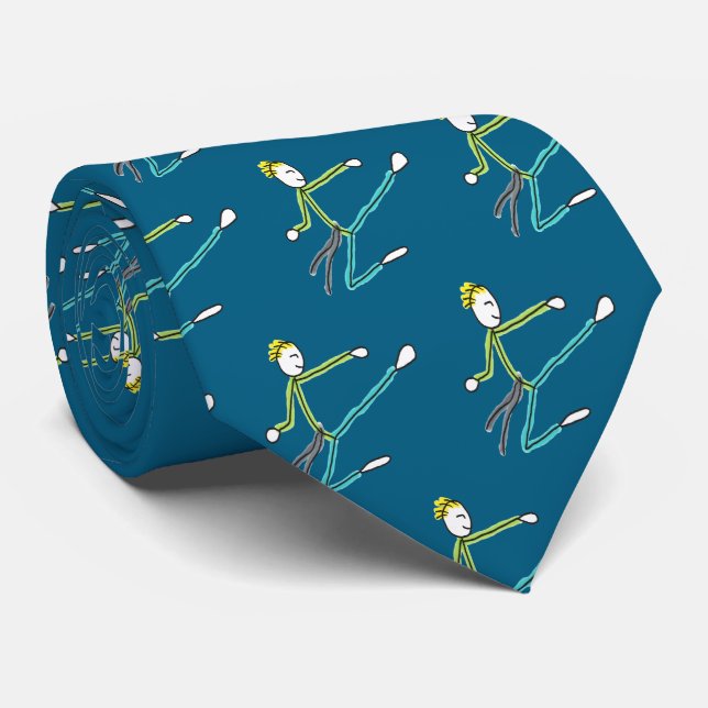 Taekwondo Stickman Tie (Rolled)