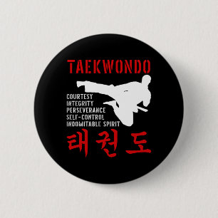Taekwondo Tenets Martial Arts 6 Cm Round Badge