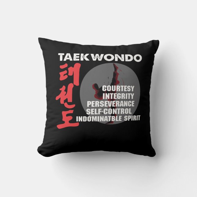 Taekwondo Tenets Martial Arts Tae kwon do Cushion (Front)