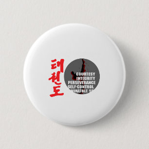 Taekwondo Tenets Martial Arts Tae Kwon Do T Shirt  6 Cm Round Badge
