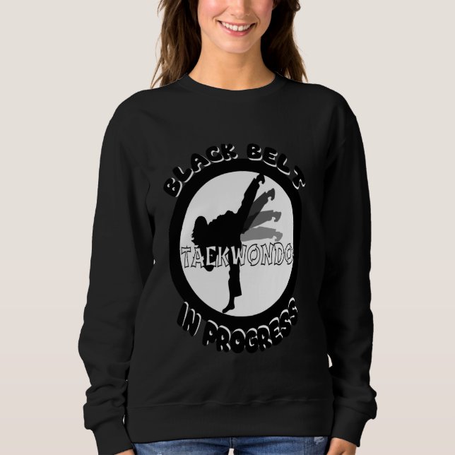 Taekwondo Tshirt Funny Girls Black Belt In Progres (Front)