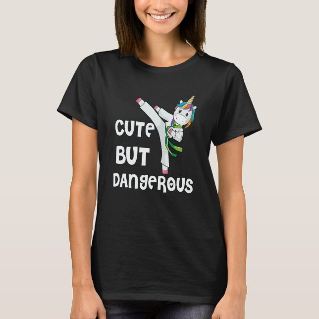 Taekwondo Unicorn  Cute But Dangerous Karate  Kids T-Shirt (Front)