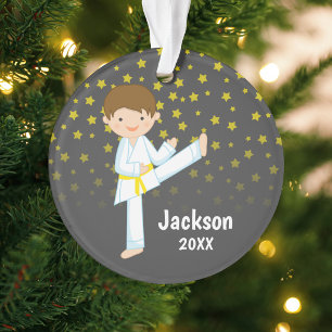Taekwondo Yellow Belt Boy Personalised Ornament