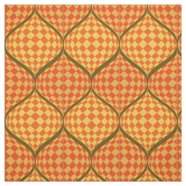 Taffi Op Art Orange Green and Yellow Fabric (Swatch)