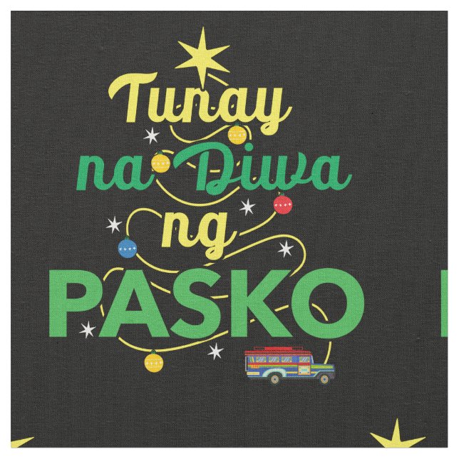 Tagalog Philippines Spirit of Christmas Fabric (Close Up)